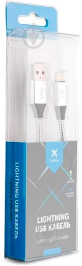 Дата-кабель Vinga USB 2.0 AM – Lightning 1 м серебро (VRC071SI) silver - фото 1 Дата-кабель Vinga USB 2.0 AM – Lightning 1 м серебро (VRC071SI) silver - фото 1