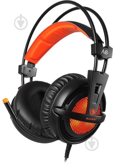 Гарнитура Sades A6 7.1 Virtual Surround black/orange (saa6bou) - фото 1
