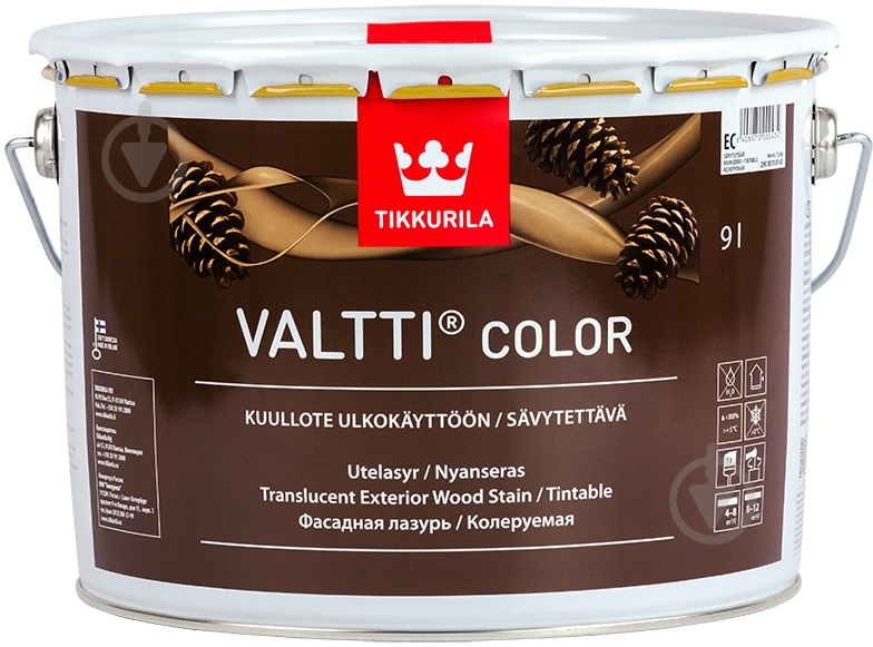 Лазурь TIKKURILA Valtti Color EC мат бесцветный 9 л - фото 1