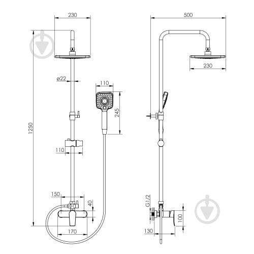 Душевая система RJ LUX L RJSP120-10CH - фото 3 Душевая система RJ LUX L RJSP120-10CH - фото 3