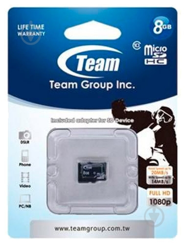 Карта памяти Team microSDHC 8 ГБ Class 10 (TUSDH8GCL1002) - фото 2