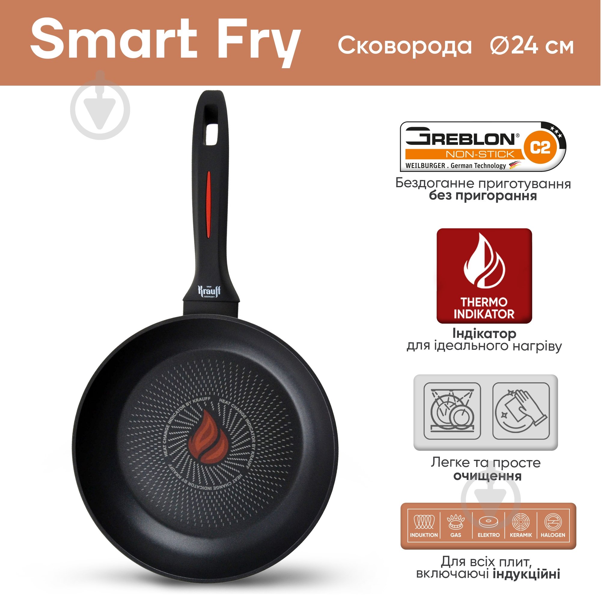 Сковорода Krauff Smart Fry 24 см 25-45-133 - фото 2
