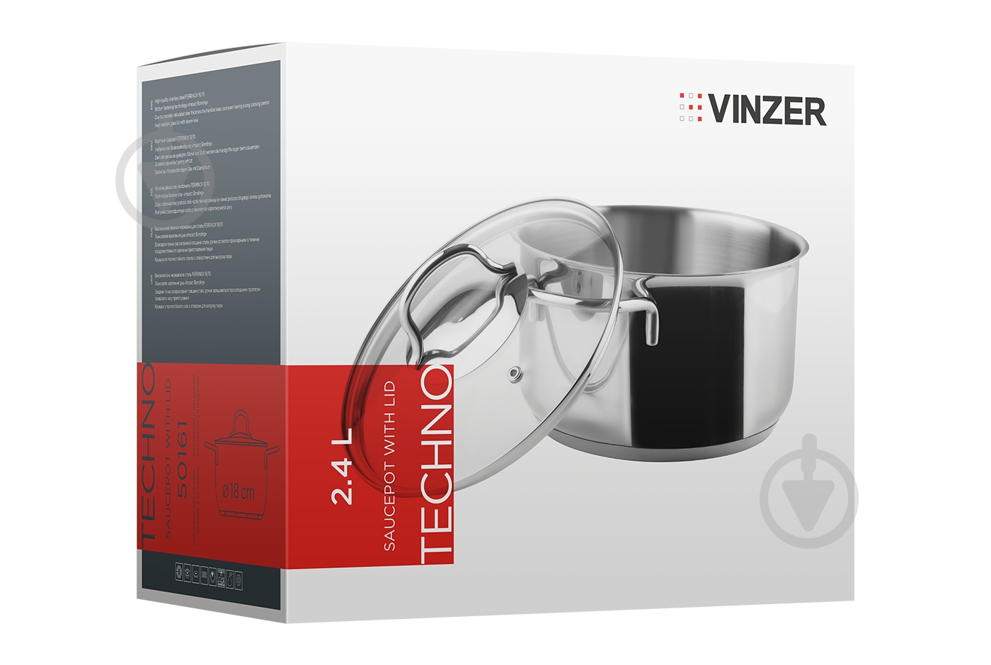 Кастрюля с крышкой Vinzer TECHNO 50161 - фото 3 Кастрюля с крышкой Vinzer TECHNO 50161 - фото 3