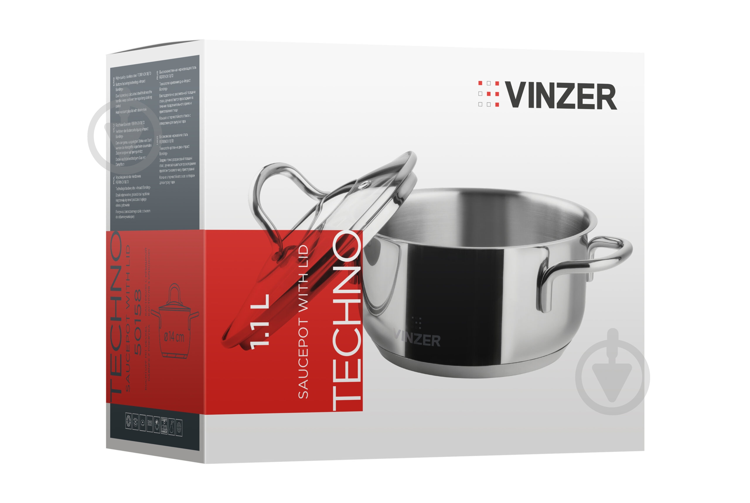 Кастрюля с крышкой Vinzer TECHNO 50158 - фото 3 Кастрюля с крышкой Vinzer TECHNO 50158 - фото 3