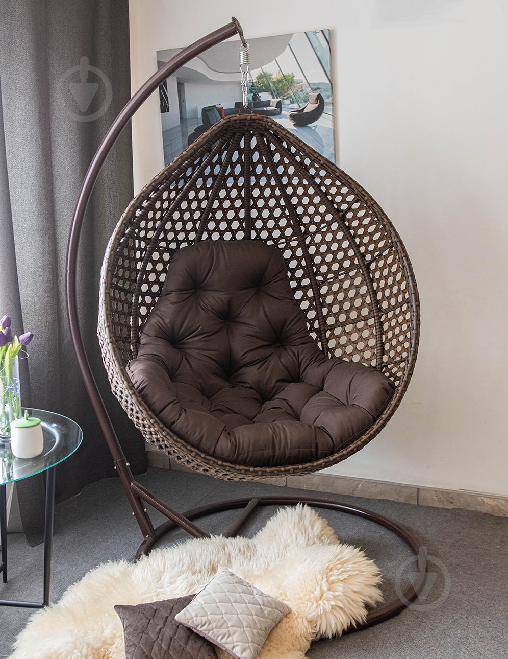 Крісло-кокон Indigo Колібрі 1200х730х1050 см коричневий - фото 6