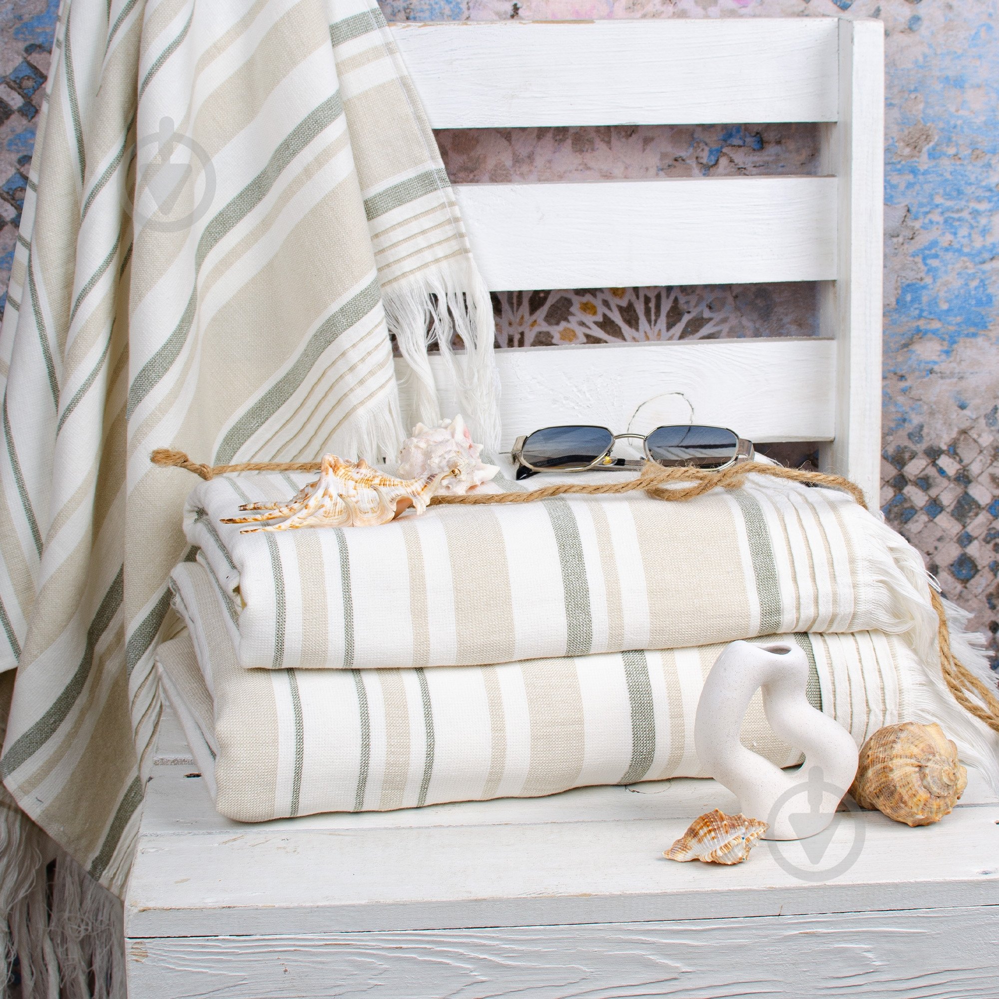 Пештемаль AISHA 100x150 см бежево-оливковий BILTEX - фото 2