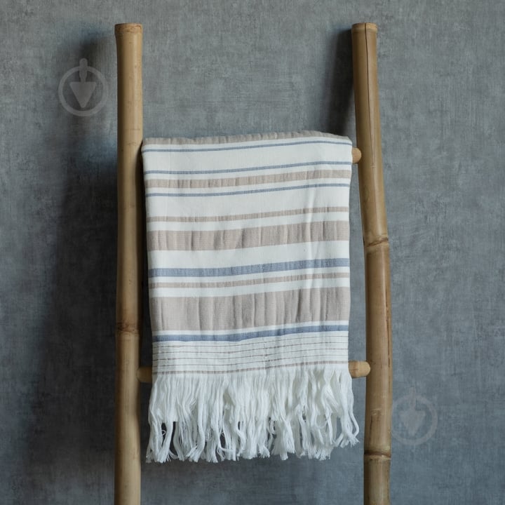 Пештемаль AISHA 70x140 см бежево-синій BILTEX - фото 4 Пештемаль AISHA 70x140 см бежево-синій BILTEX - фото 4