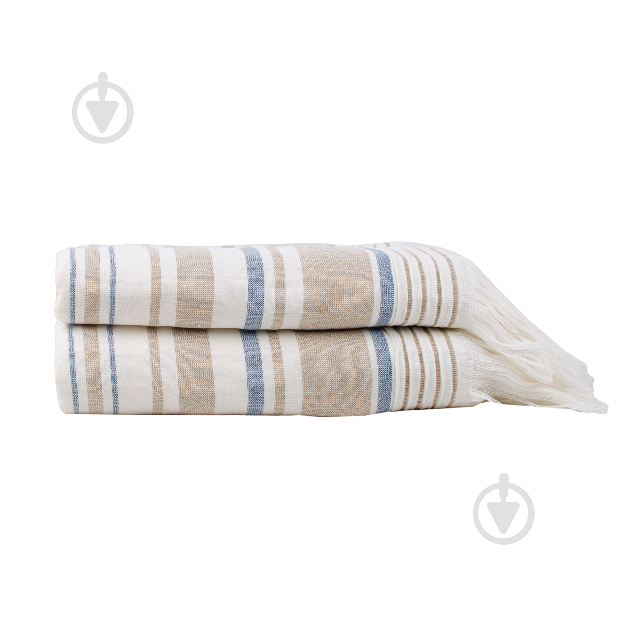 Пештемаль AISHA 100x150 см бежево-синий BILTEX - фото 1 Пештемаль AISHA 100x150 см бежево-синий BILTEX - фото 1