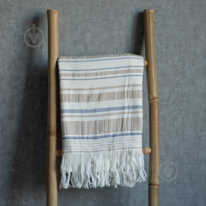 Пештемаль AISHA 100x150 см бежево-синий BILTEX - фото 4 Пештемаль AISHA 100x150 см бежево-синий BILTEX - фото 4