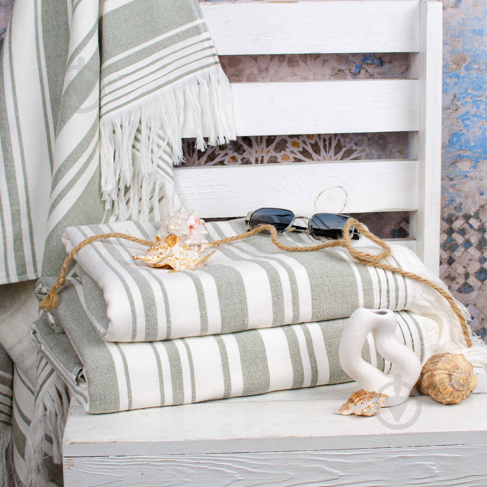 Пештемаль AISHA 70x140 см оливковий BILTEX - фото 2 Пештемаль AISHA 70x140 см оливковий BILTEX - фото 2