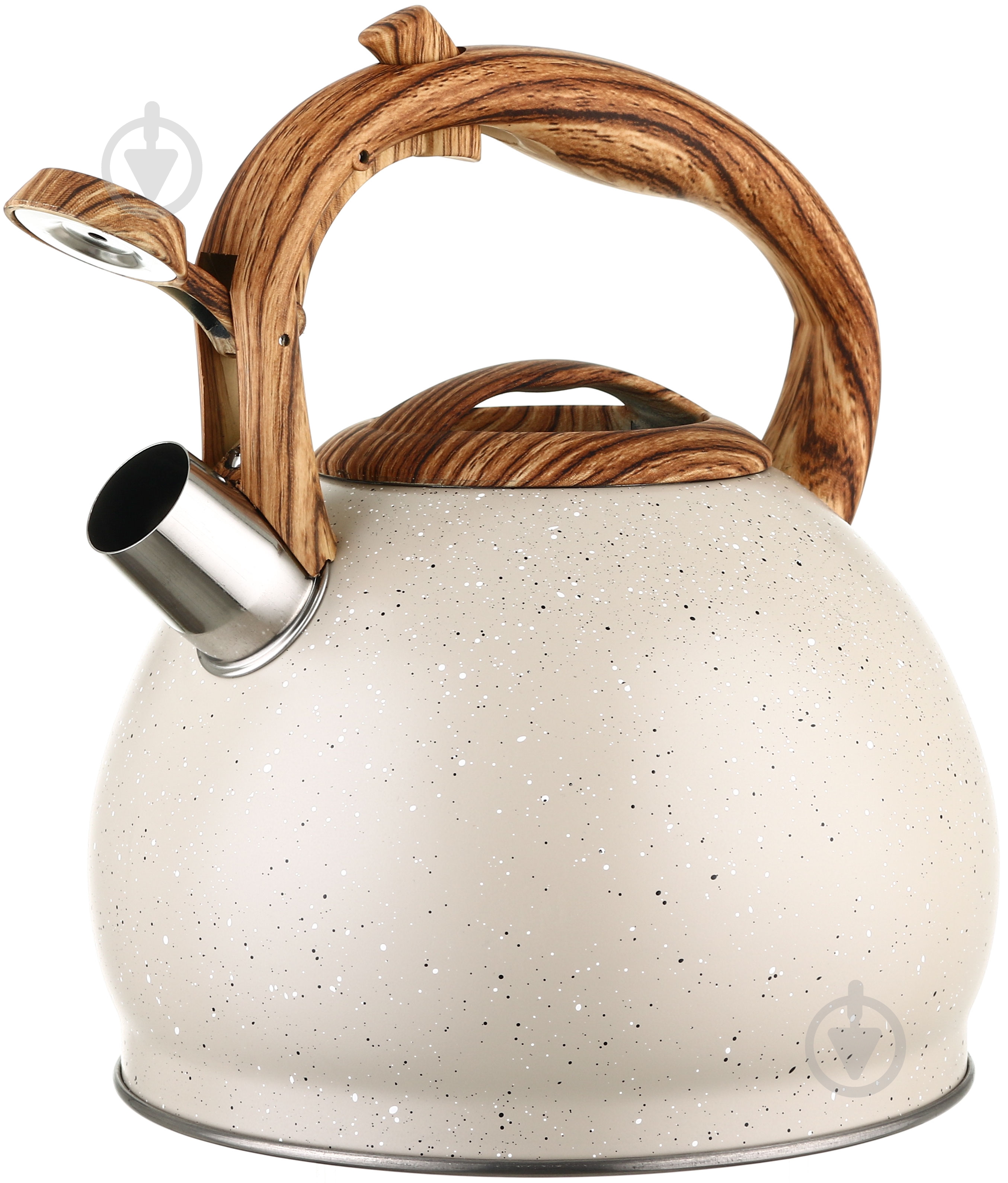 Чайник Empire со свистком белый гранит с ручкой под дерево 3 л - фото 3 Чайник Empire со свистком белый гранит с ручкой под дерево 3 л - фото 3