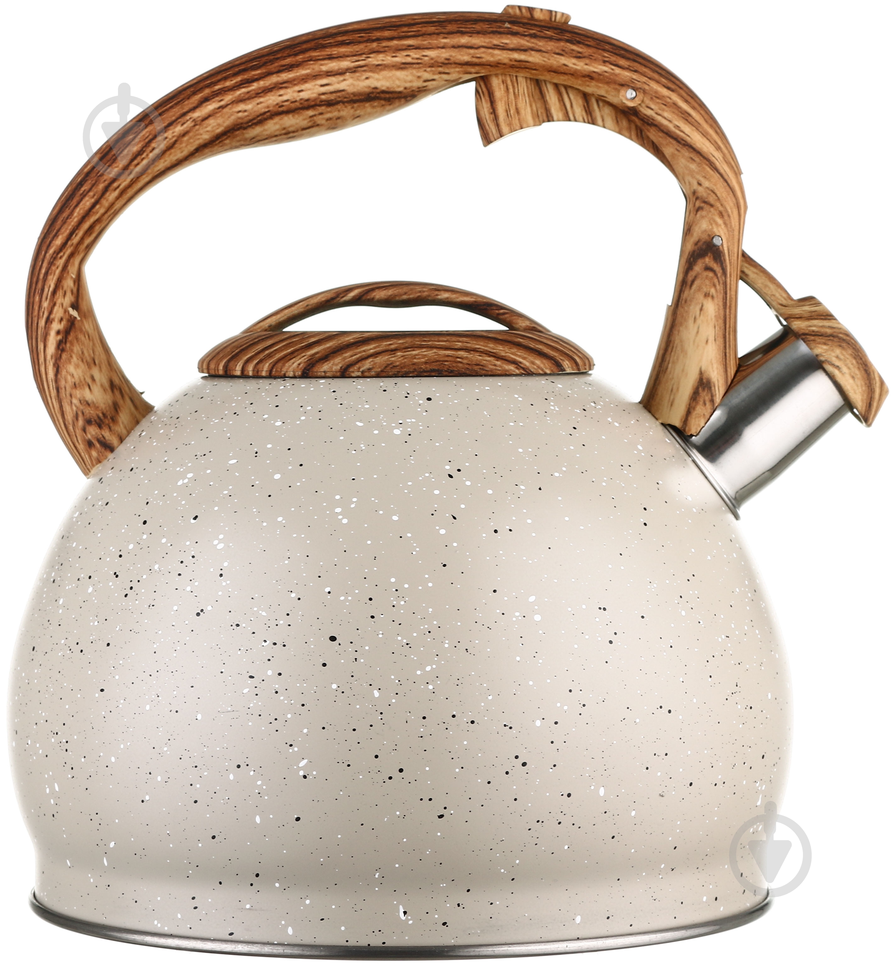 Чайник Empire со свистком белый гранит с ручкой под дерево 3 л - фото 1 Чайник Empire со свистком белый гранит с ручкой под дерево 3 л - фото 1