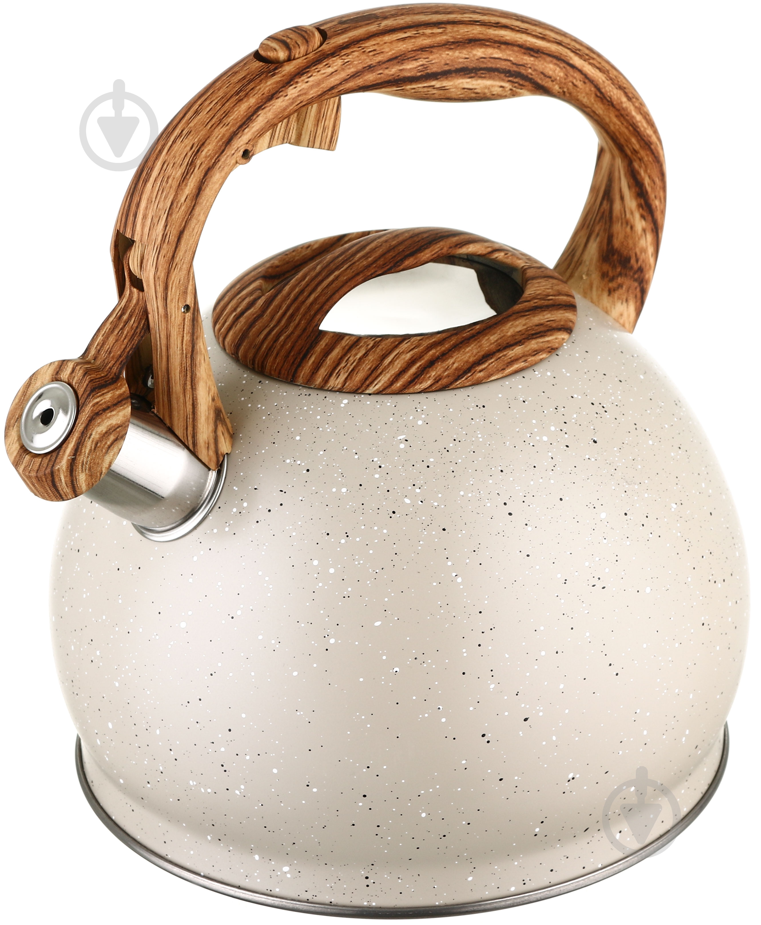 Чайник Empire со свистком белый гранит с ручкой под дерево 3 л - фото 2 Чайник Empire со свистком белый гранит с ручкой под дерево 3 л - фото 2