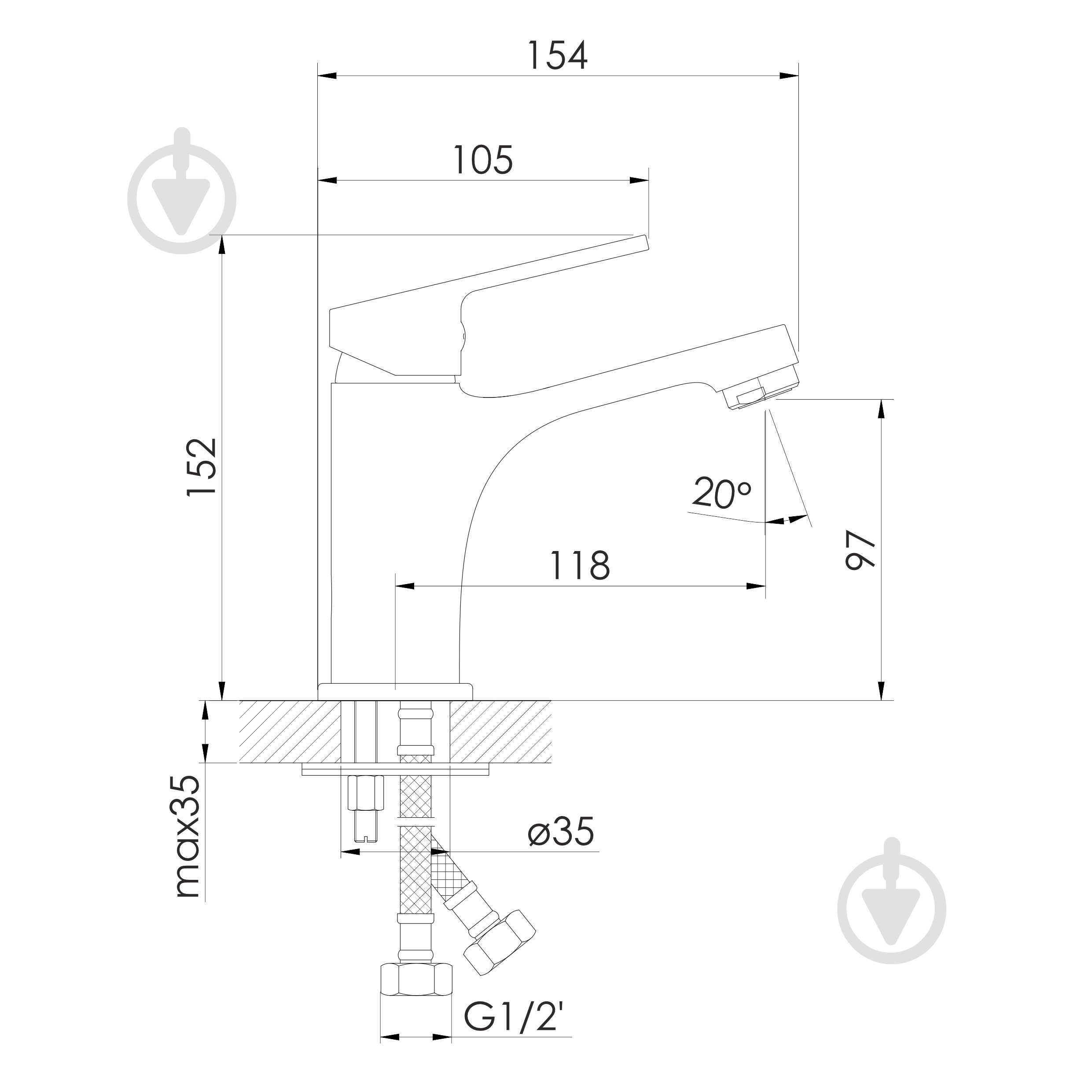 Imprese RUBIN f03509901CA, хром, 35 мм - фото 2 Imprese RUBIN f03509901CA, хром, 35 мм - фото 2