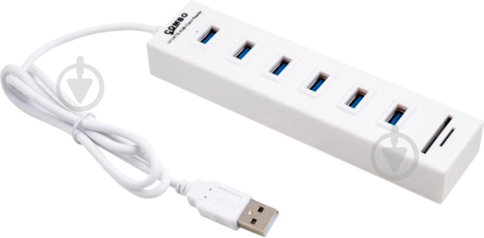 Концентратор Vinga 6xUSB2.0 + card-reader with switch - фото 2