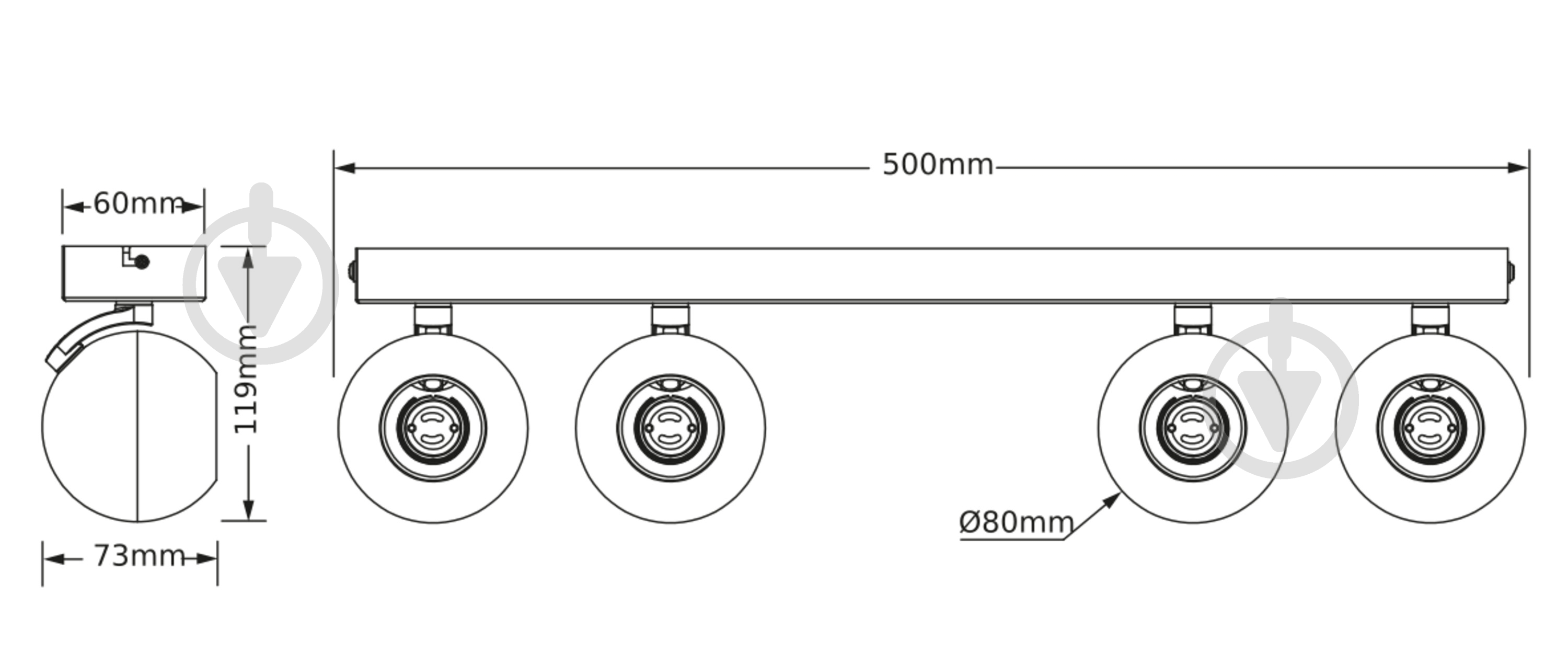 Спот Osram Spheral 4xGU10 чорний - фото 3 Спот Osram Spheral 4xGU10 чорний - фото 3