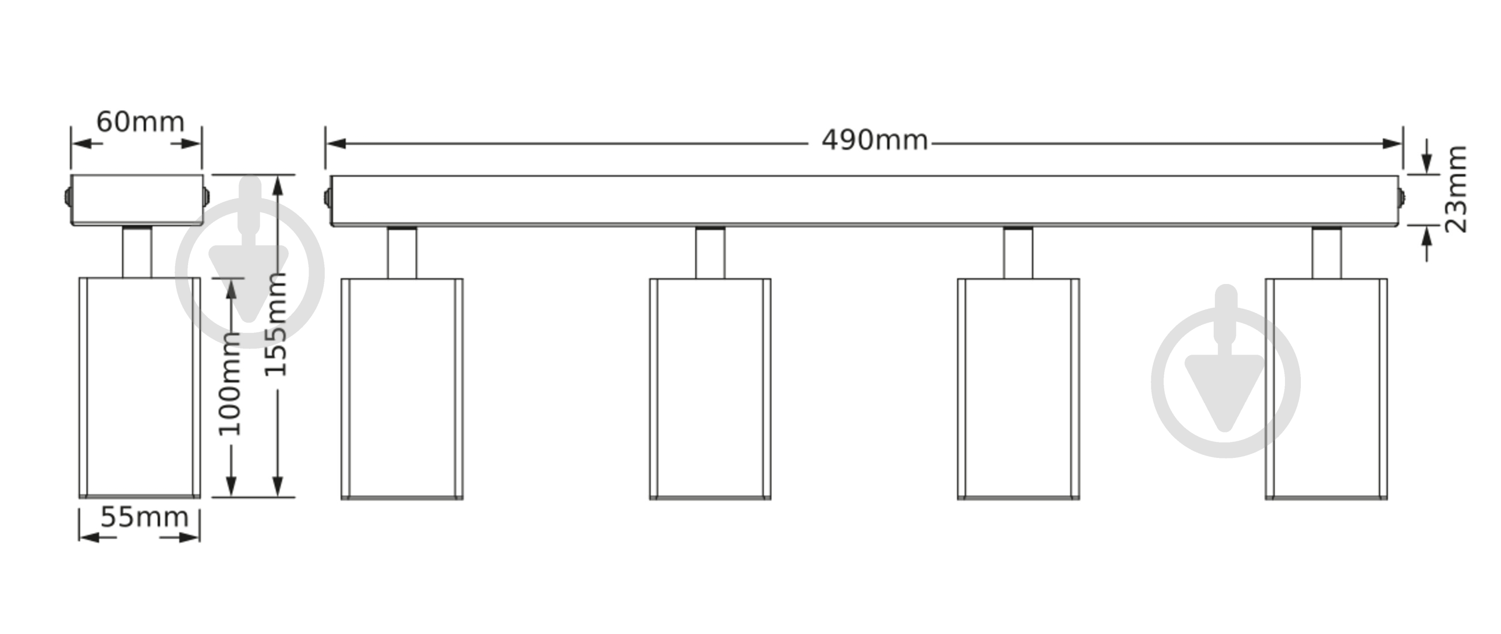 Спот Osram Angular 4xGU10 чорний - фото 3 Спот Osram Angular 4xGU10 чорний - фото 3
