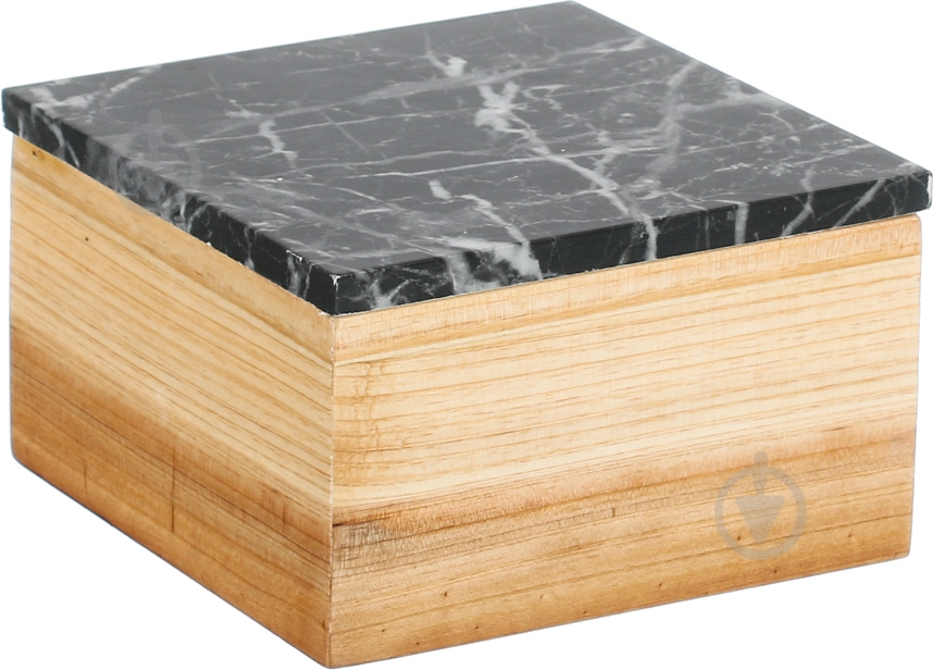 Сундучок Мрамор 14х14х8,5 см черный - фото 1