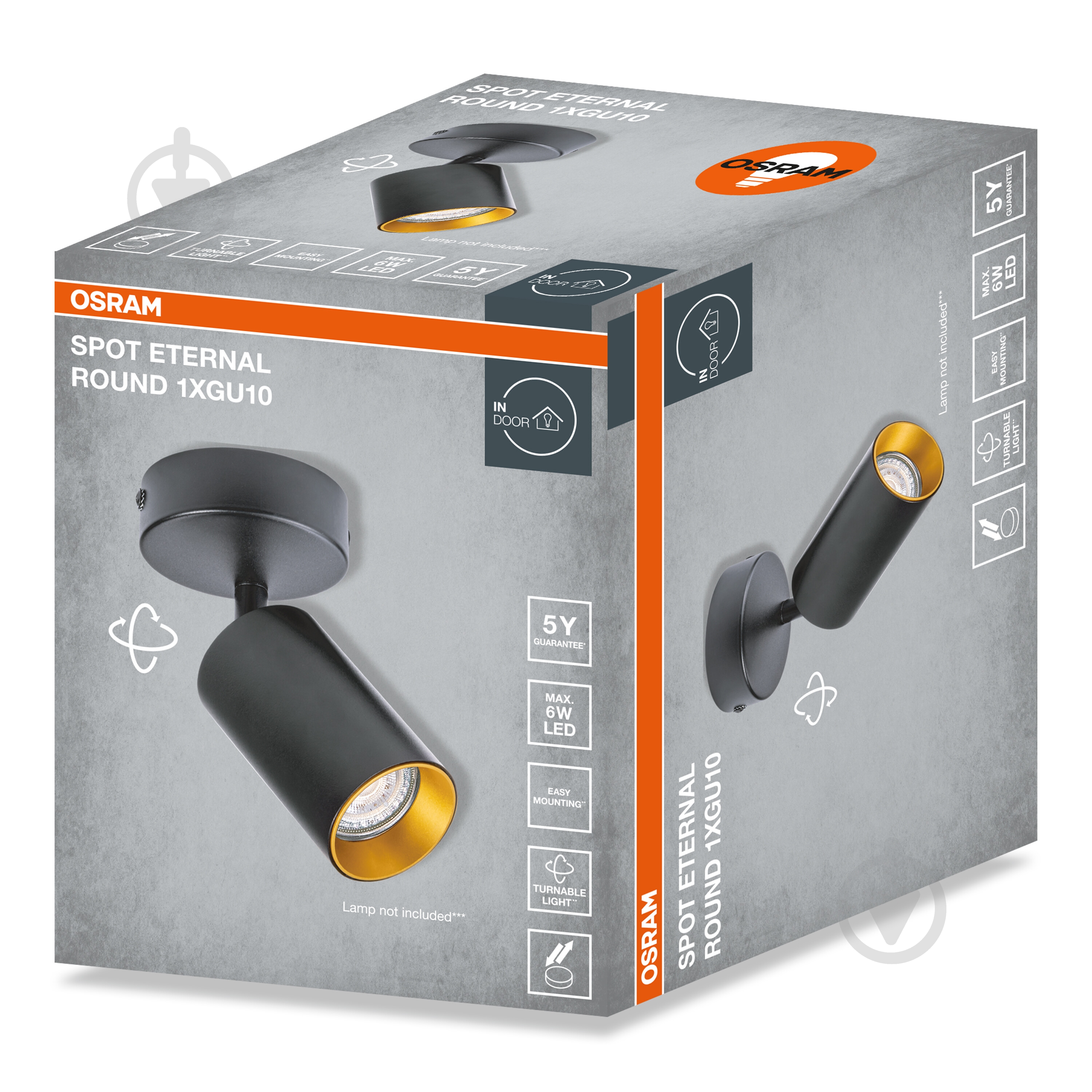 Спот Osram Eternal 1xGU10 черный с золотым - фото 2