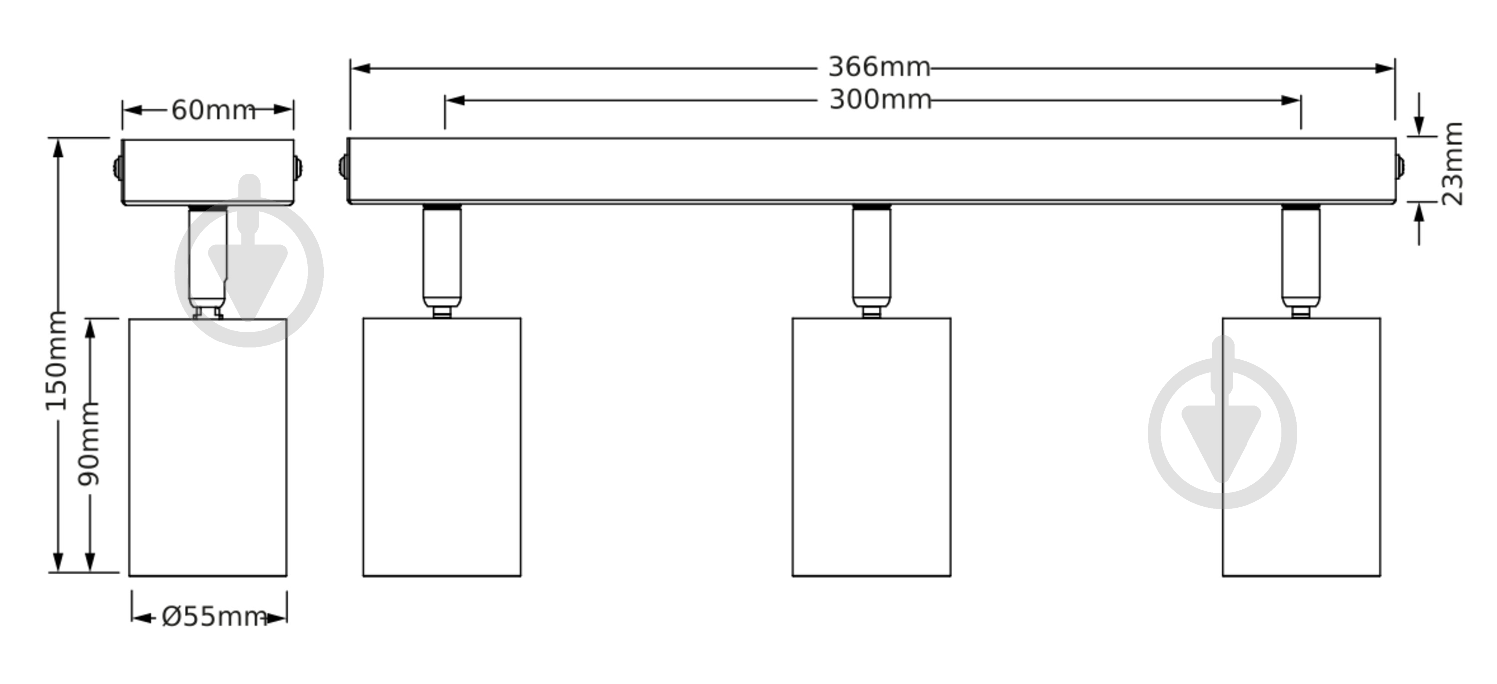 Спот Osram Eternal 3xGU10 черный с золотым - фото 3