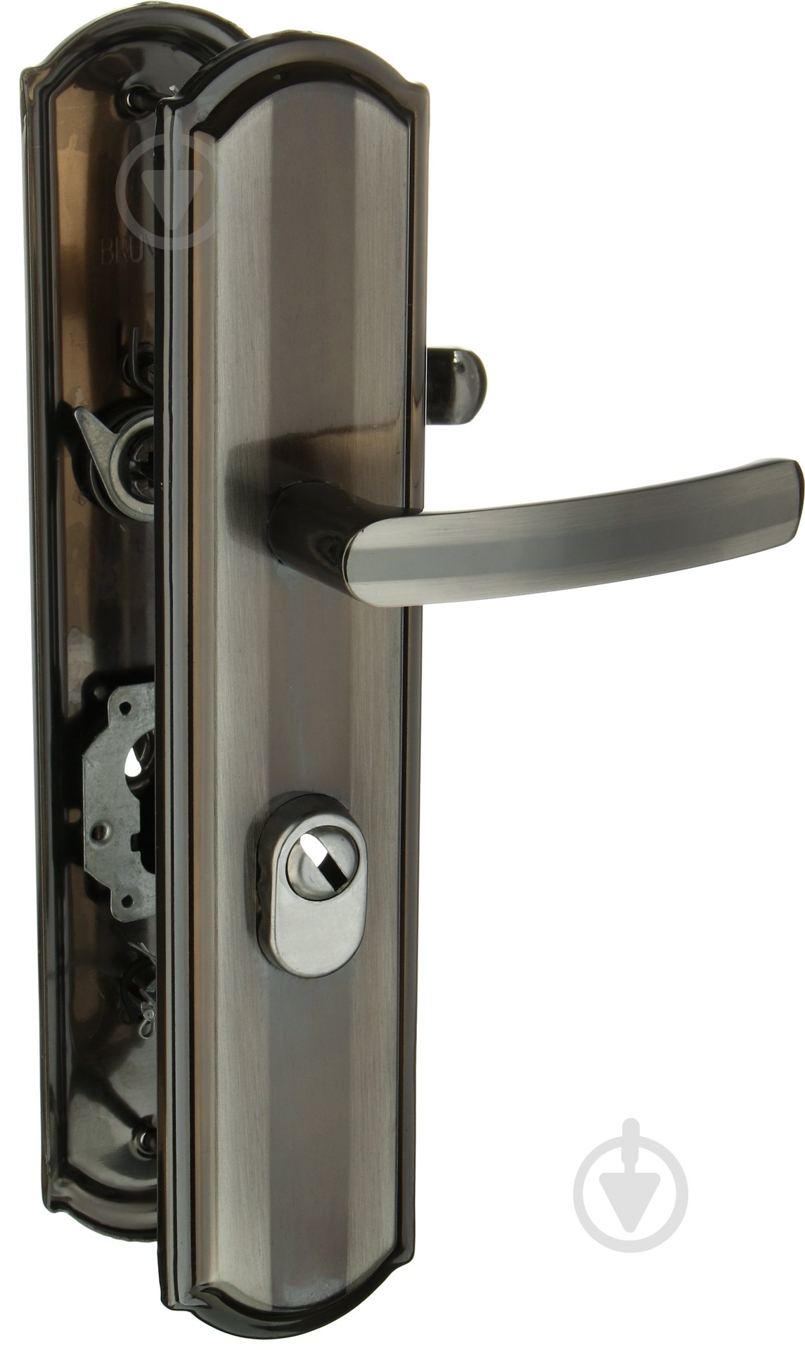 Ручка на планке Bruno BR-33 правая PZ 67 мм матовый никель - фото 1 Ручка на планке Bruno BR-33 правая PZ 67 мм матовый никель - фото 1