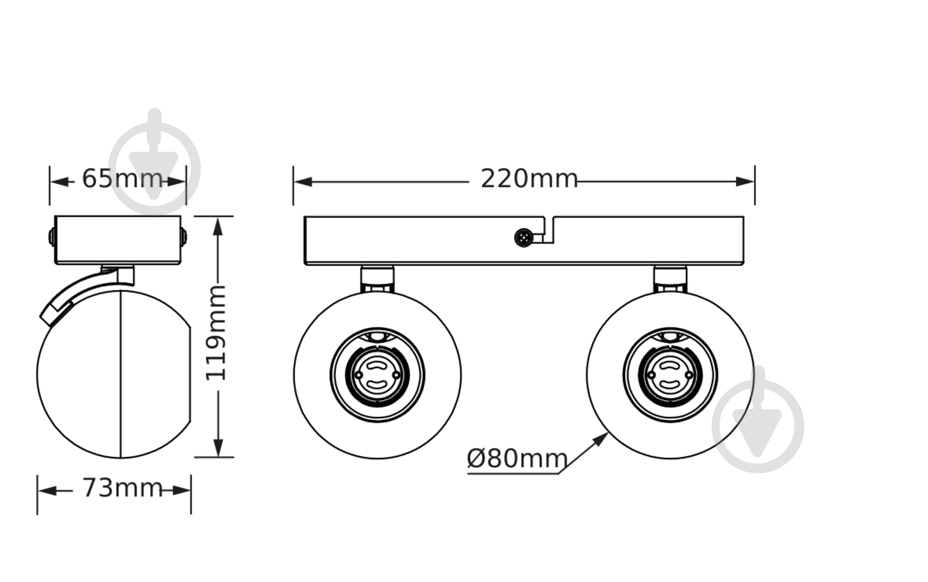Спот Osram Spheral 2xGU10 чорний - фото 3 Спот Osram Spheral 2xGU10 чорний - фото 3