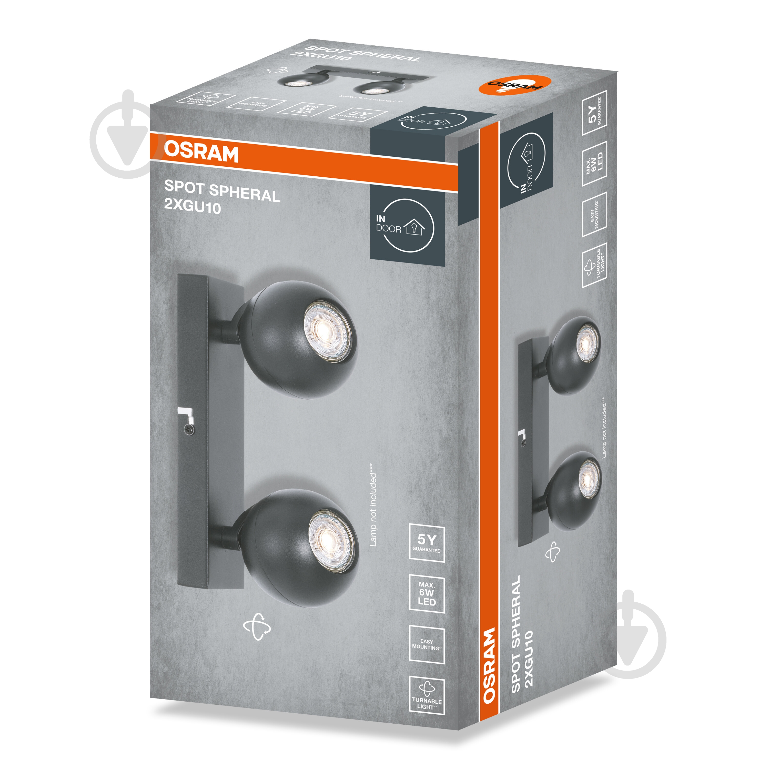 Спот Osram Spheral 2xGU10 чорний - фото 2 Спот Osram Spheral 2xGU10 чорний - фото 2