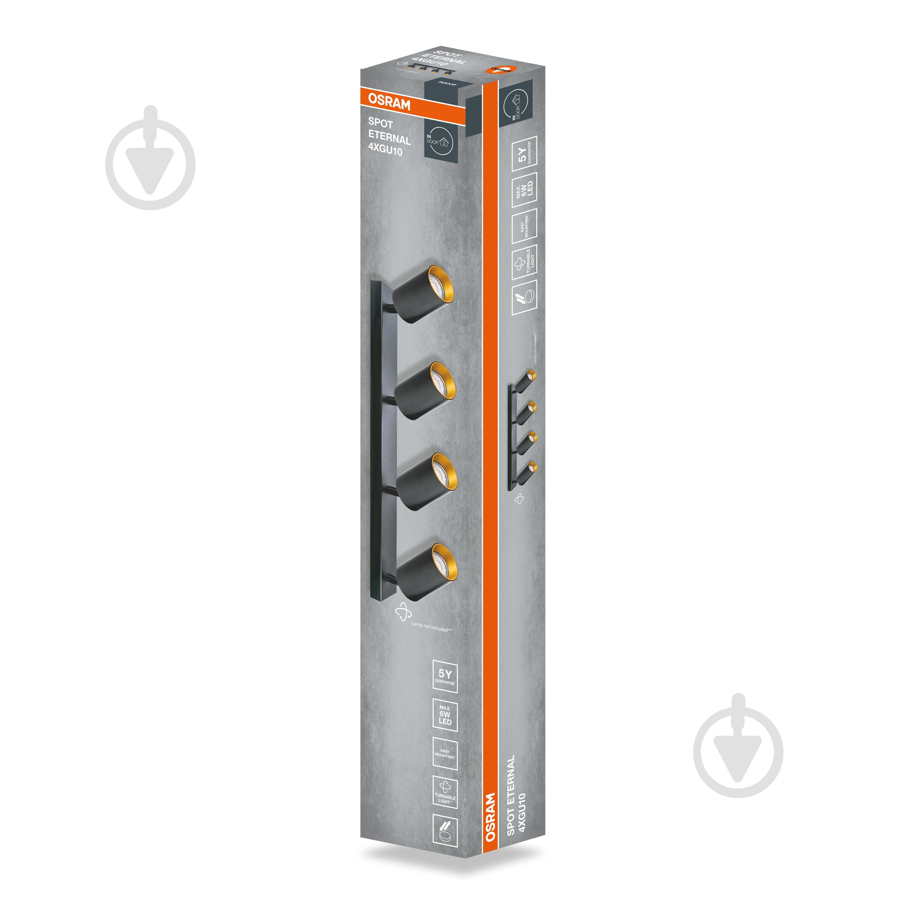 Спот Osram Eternal 4xGU10 черный с золотым - фото 2