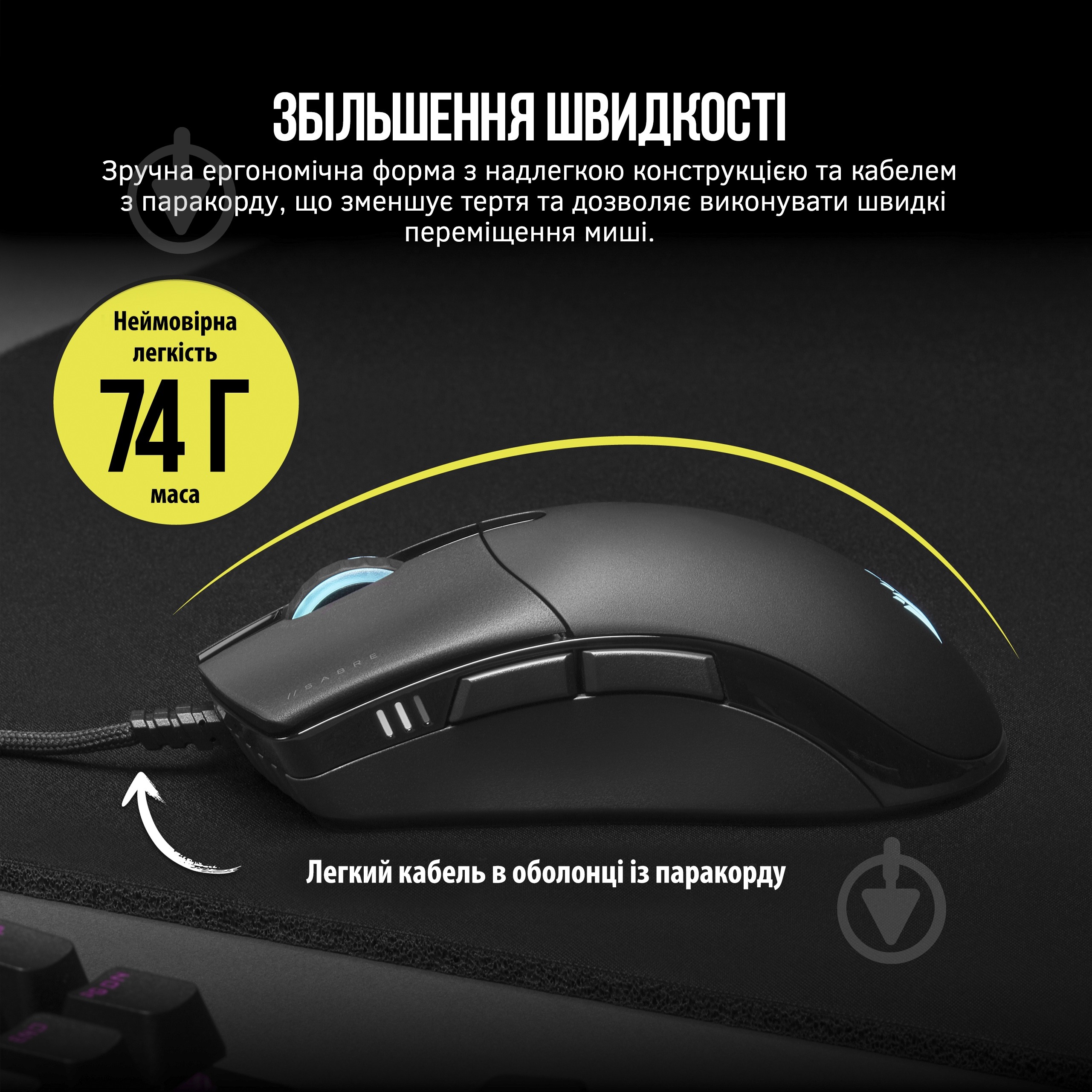 Мышь Corsair Sabre Pro RGB black (CH-9303111-EU) - фото 6 Мышь Corsair Sabre Pro RGB black (CH-9303111-EU) - фото 6