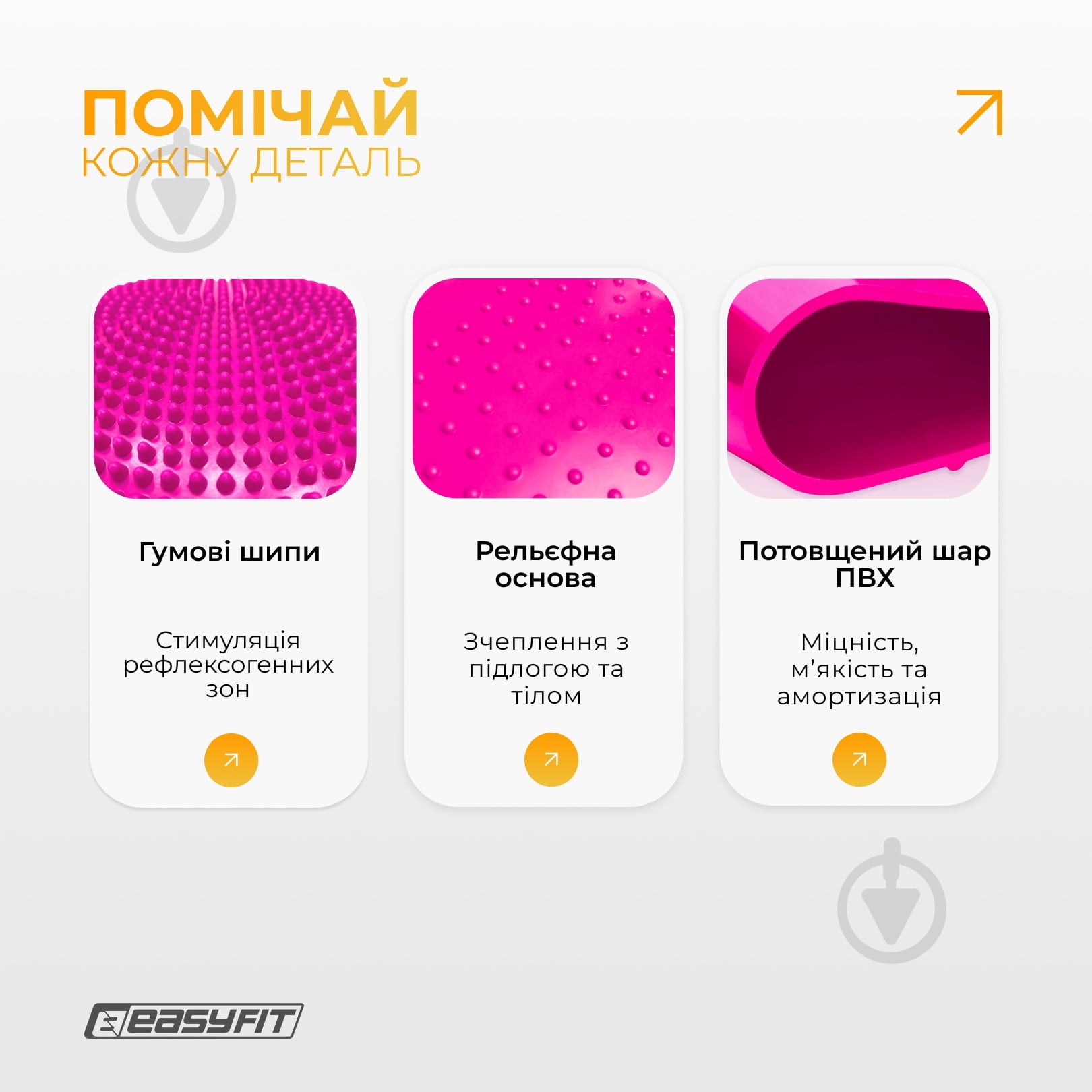 Подушка EasyFit балансировочная массажная 33 см розовая EF-1840 - фото 5 Подушка EasyFit балансировочная массажная 33 см розовая EF-1840 - фото 5
