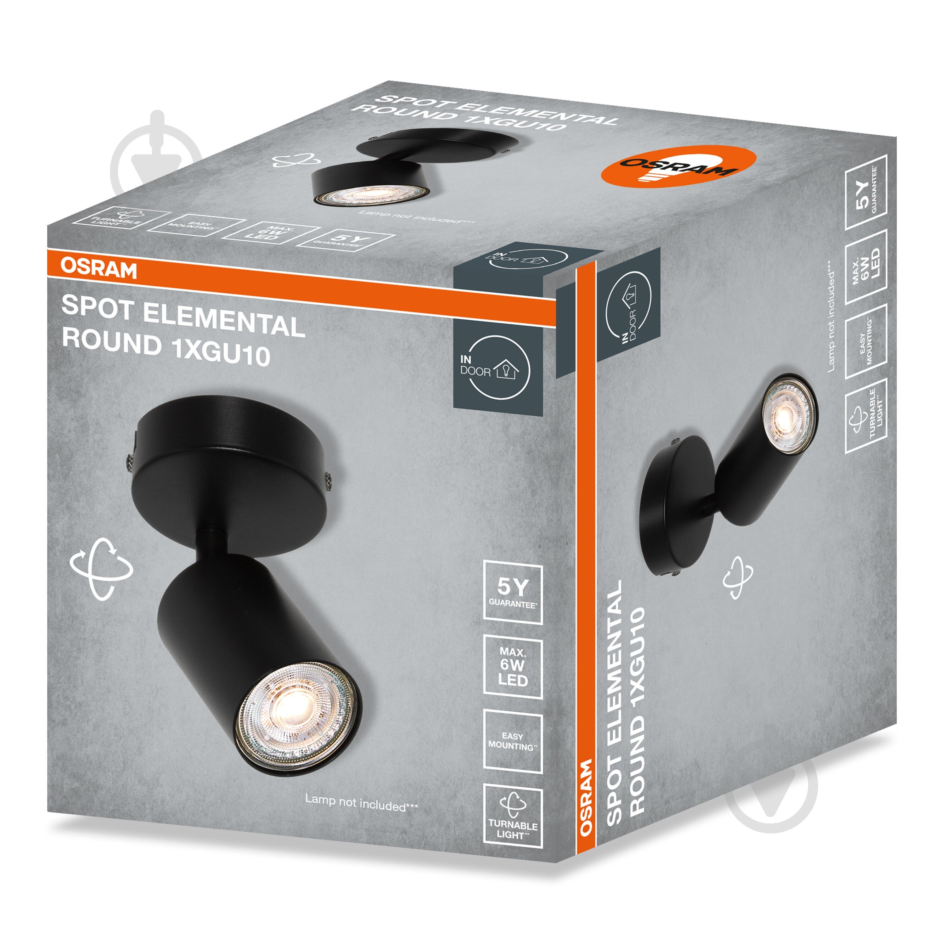 Спот Osram Elemental 1xGU10 черный - фото 3