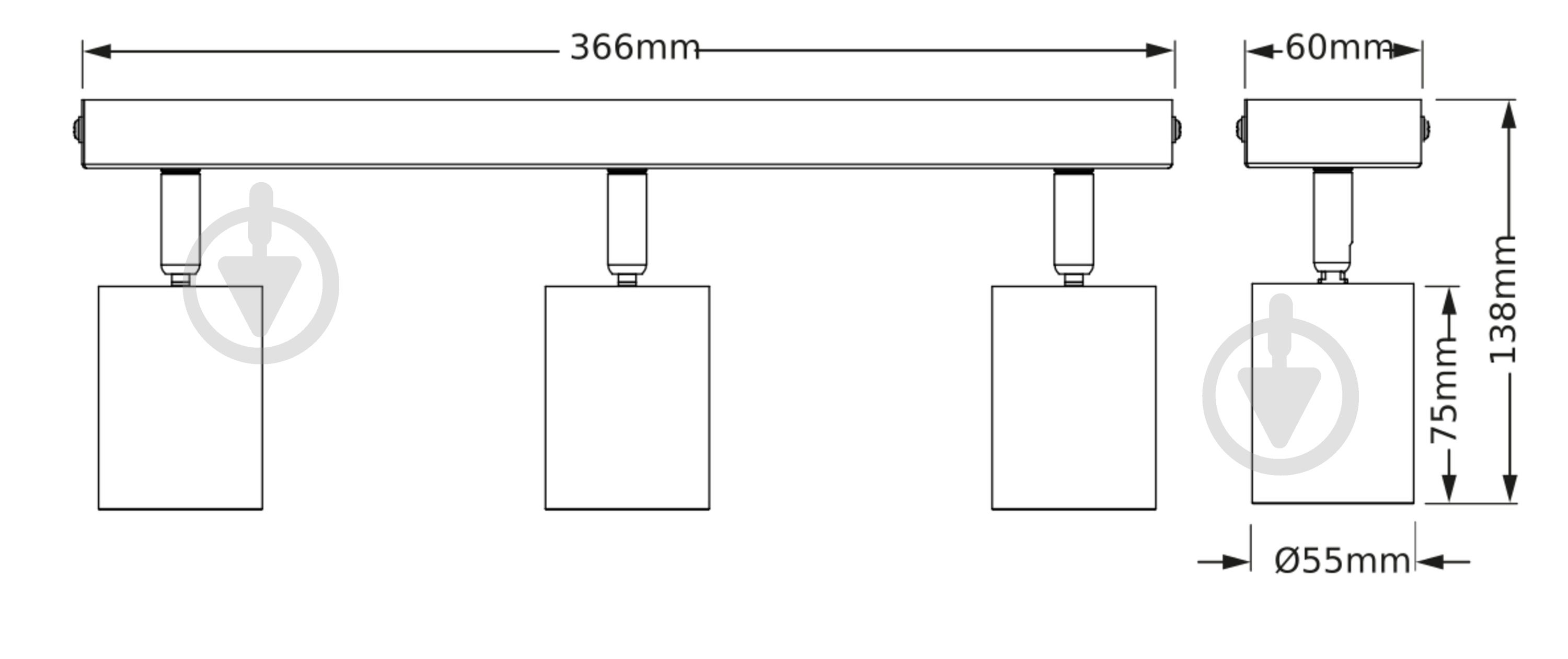 Спот Osram Elemental 3xGU10 черный - фото 4