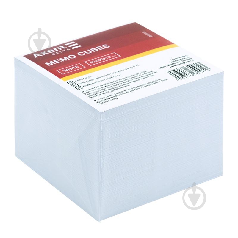 Бумага для заметок White 90х90х70 мм непроклеенный D8049 Axent - фото 1