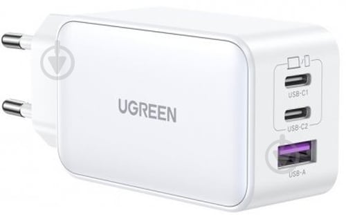 Зарядний пристрій UGREEN CD244 USB-A+2xUSB-C 65W GaN Tech Fast Charger (15334) - фото 2