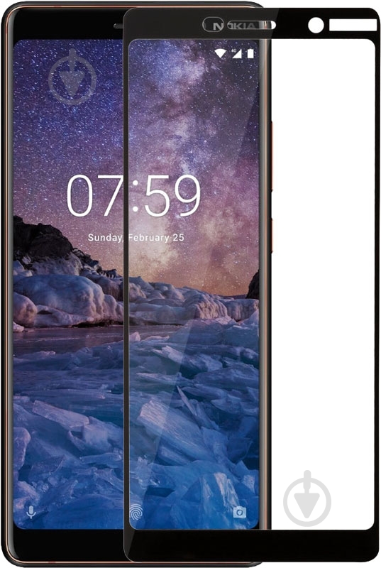 Защитное стекло PowerPlant Full screen для Nokia 7 Plus - фото 1