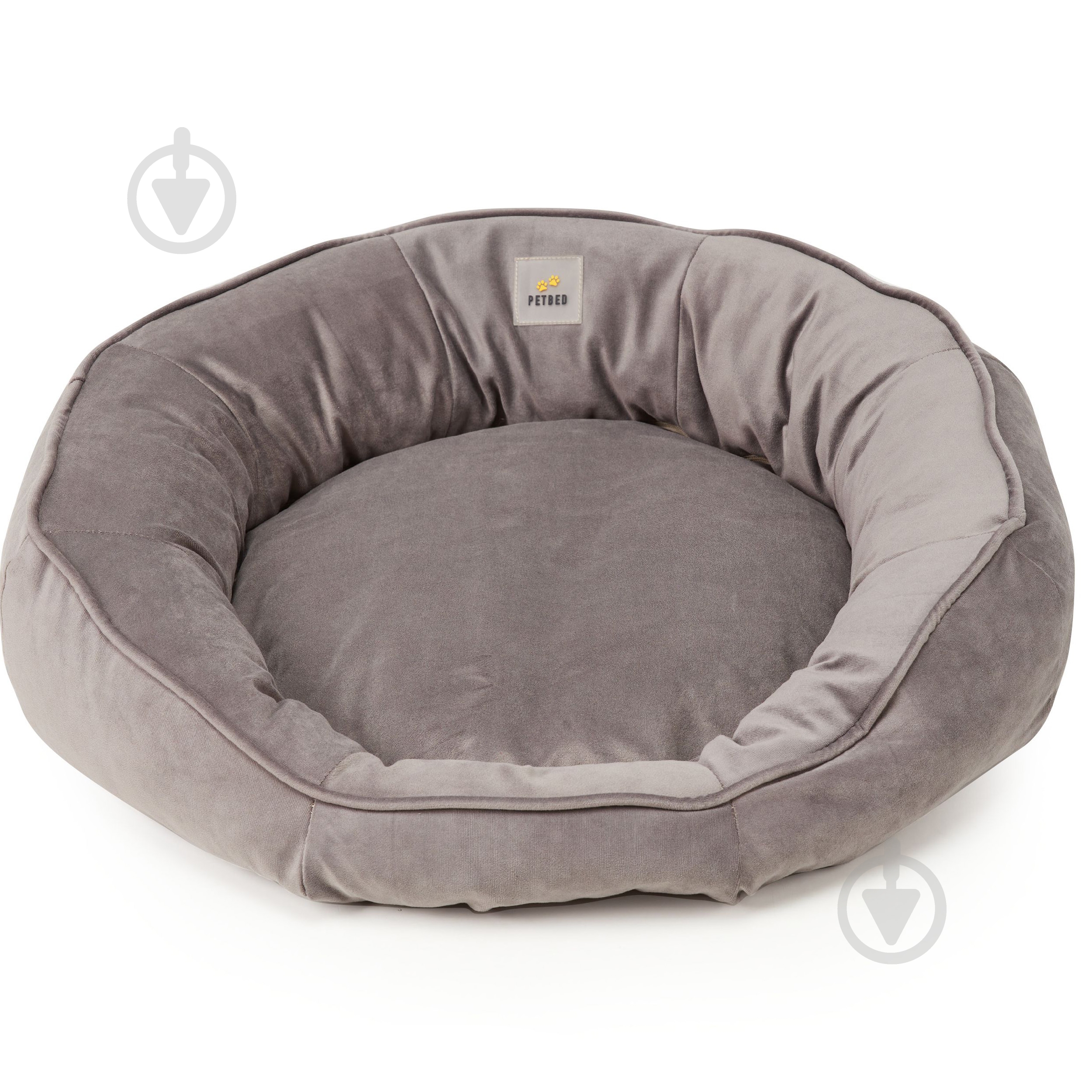 Лежак PETBED Бублик S 55х55 см h-16 см велюр темно-серый - фото 1