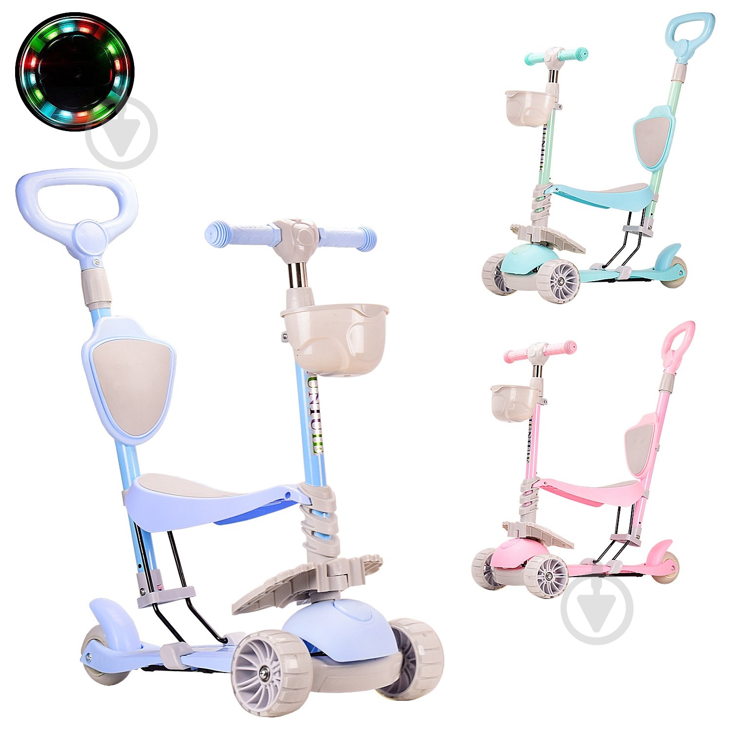 Самокат-біговел з батьківською ручкою в асортименті HS2017 - фото 1