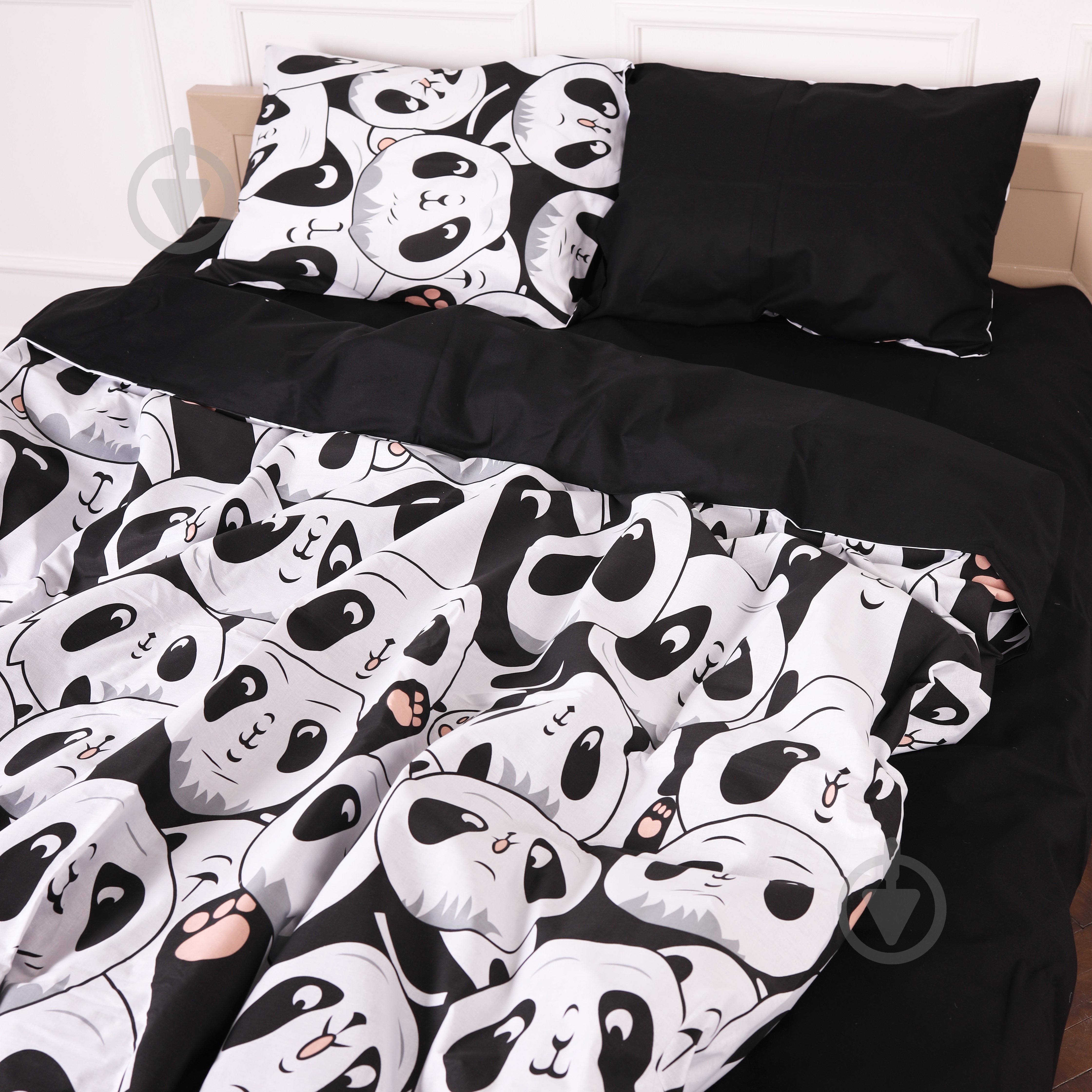 Пододеяльник Бязь 17-4850 Panda 143x210 см черный с белым MirSon - фото 1
