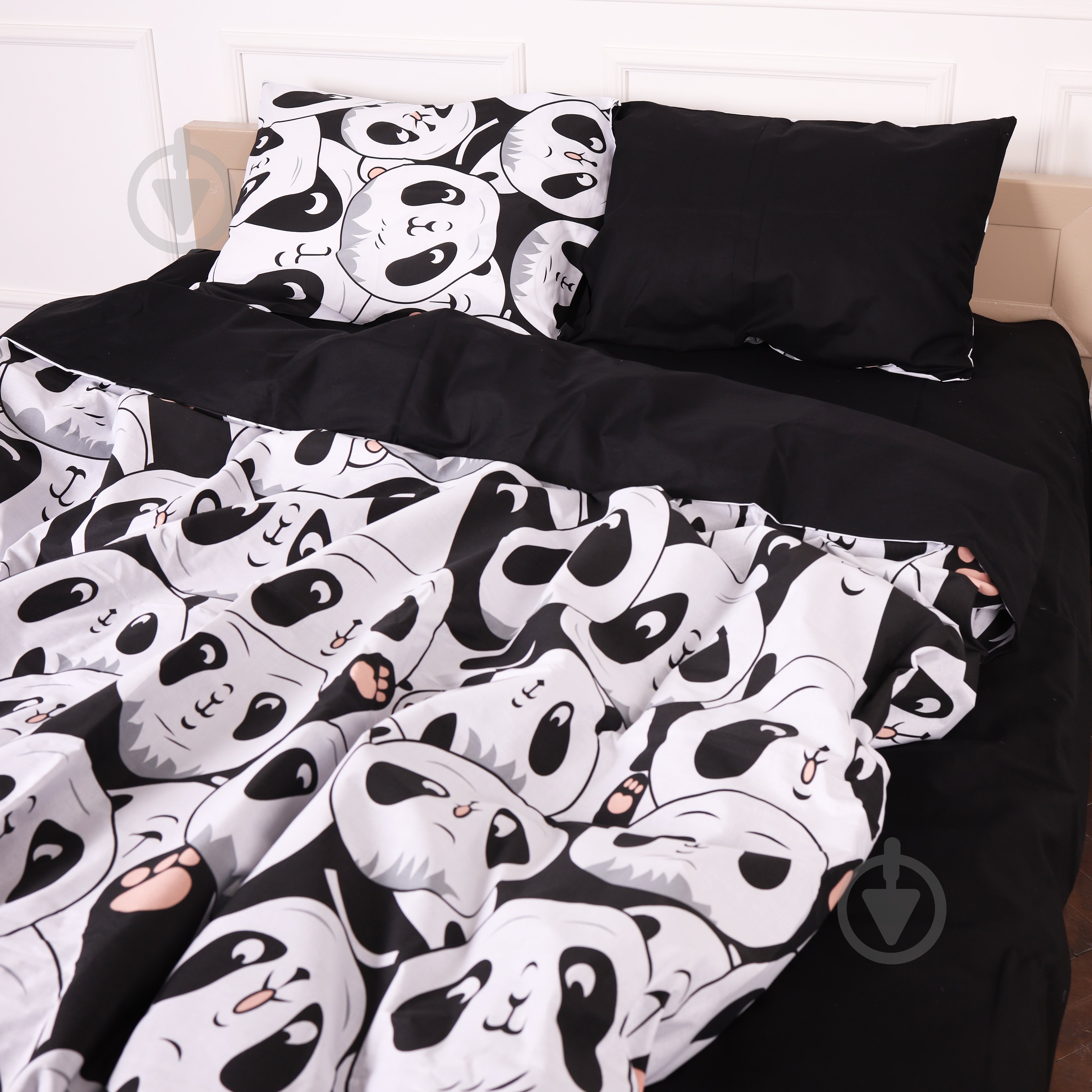 Пододеяльник Бязь 17-4850 Panda 143x210 см черный с белым MirSon - фото 2