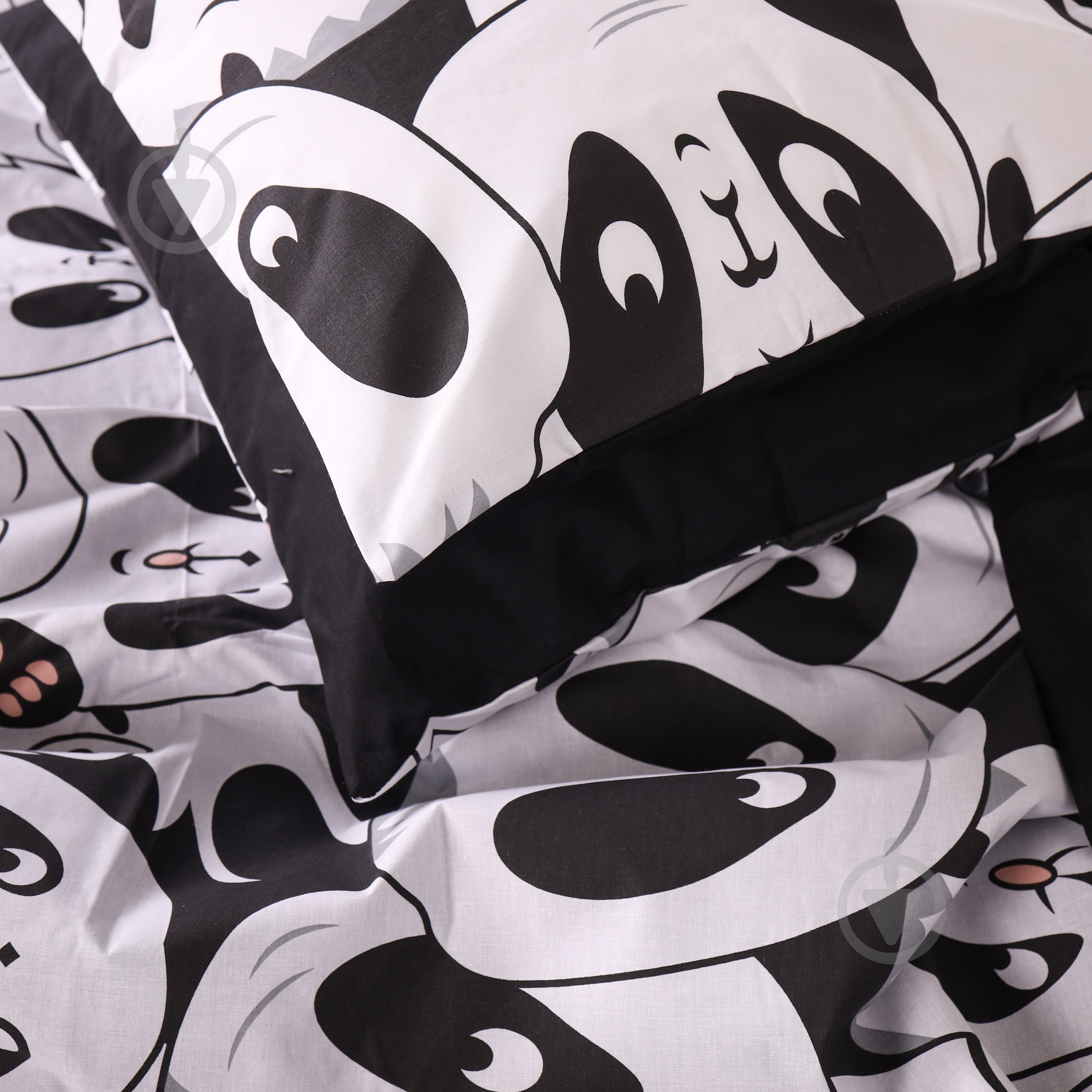 Пододеяльник Бязь 17-4850 Panda 143x210 см черный с белым MirSon - фото 4
