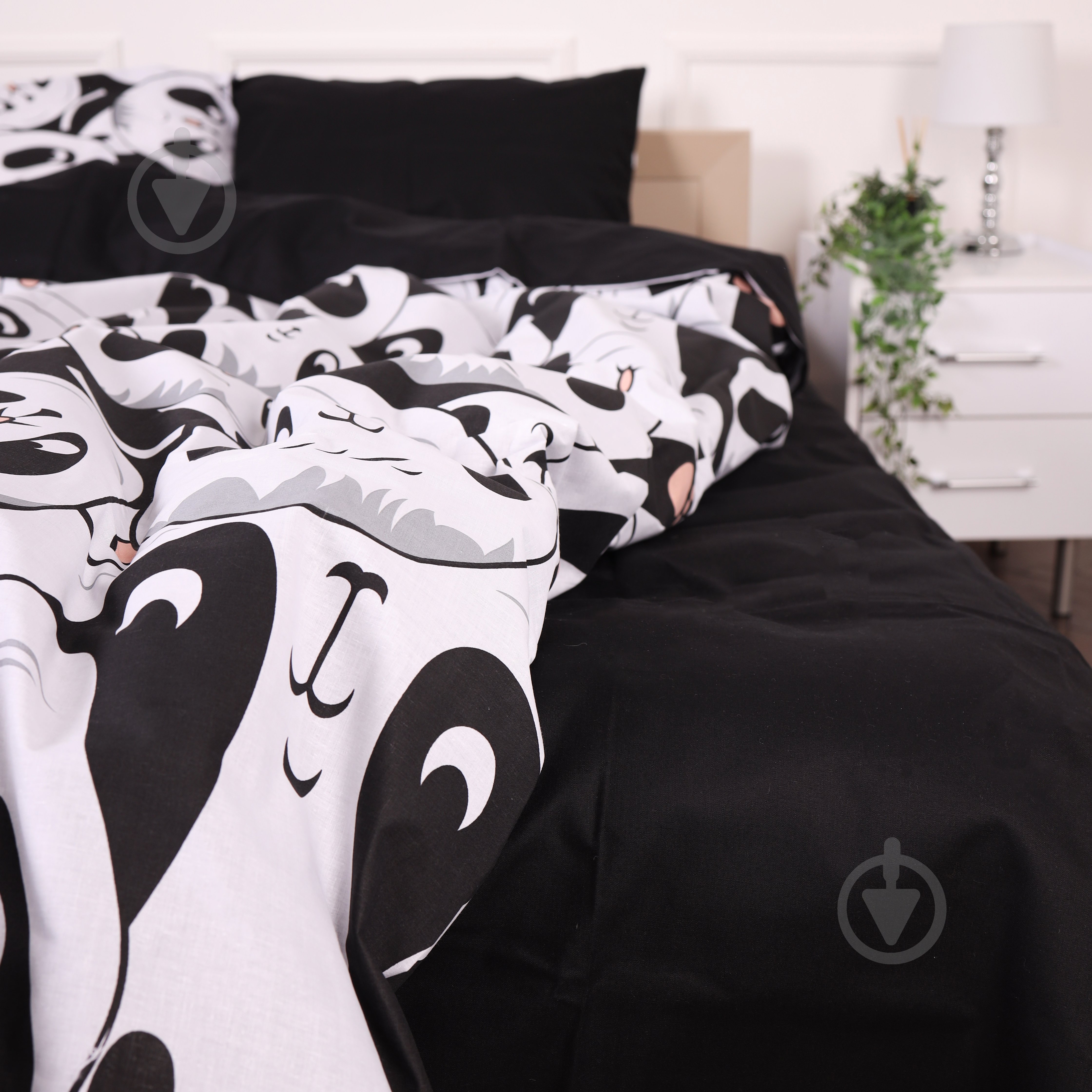 Пододеяльник Бязь 17-4850 Panda 143x210 см черный с белым MirSon - фото 5