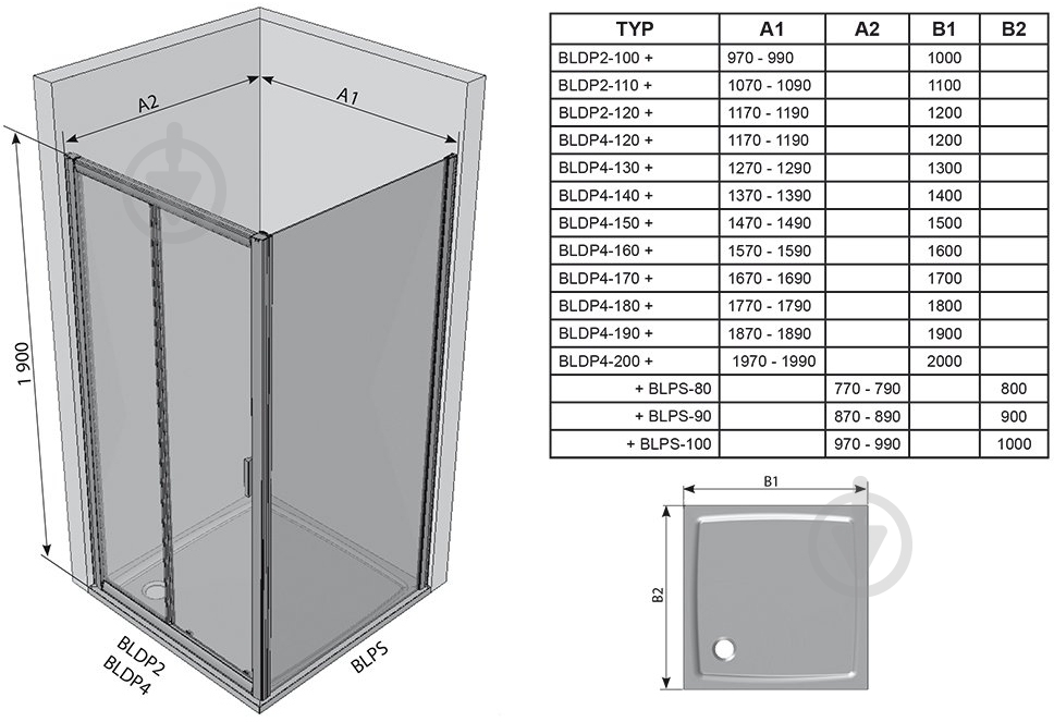 Душевые двери BLDP4-130 Сатин+Transparent - фото 6