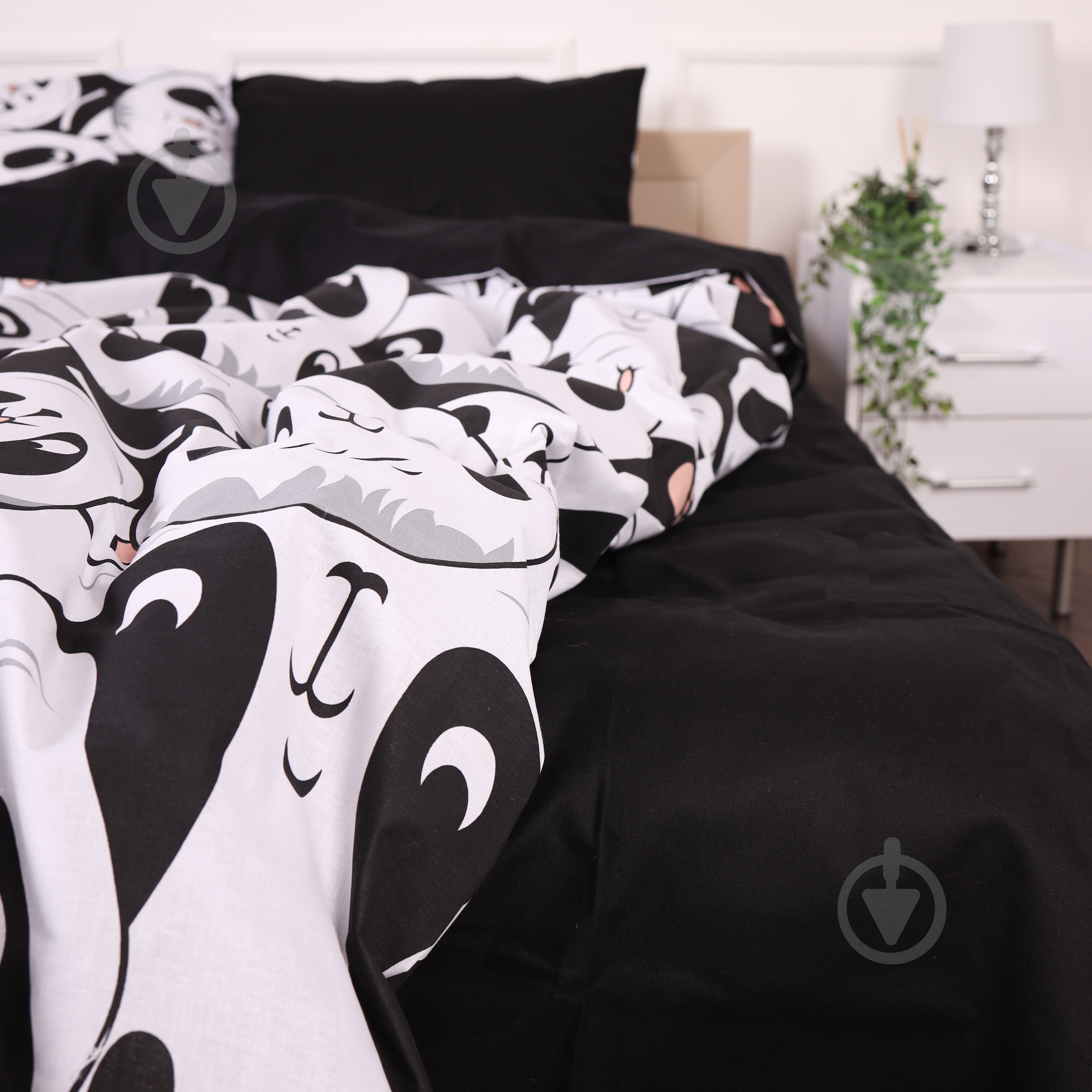 Підковдра Бязь 17-4850 Panda 175x210 см чорний із білим MirSon - фото 5