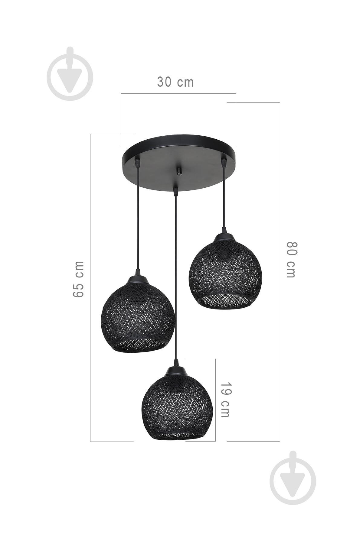 Подвес Luna Yumak Round 3x60 Вт /E27 черный MDL.4287 - фото 4