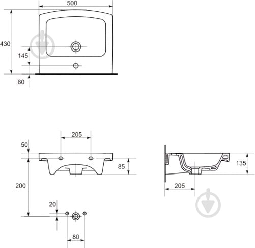 Умивальник Cersanit Easy 50 - фото 3