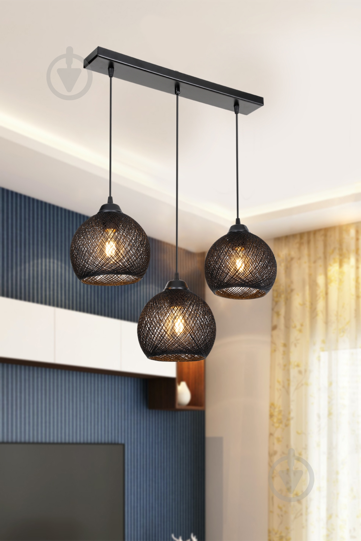 Подвес Luna Yumak Line 3x60 Вт Е27 черный MDL.4749 - фото 3