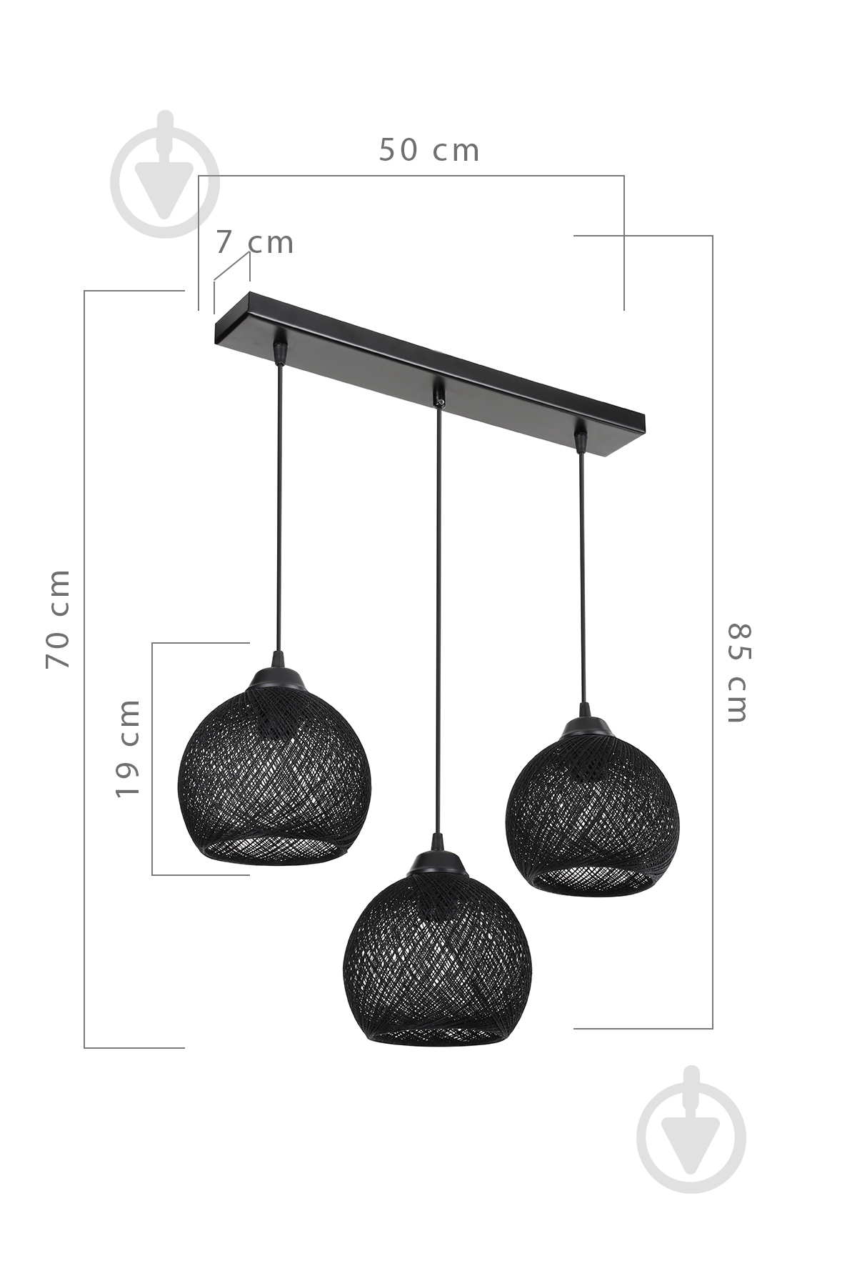 Подвес Luna Yumak Line 3x60 Вт Е27 черный MDL.4749 - фото 4