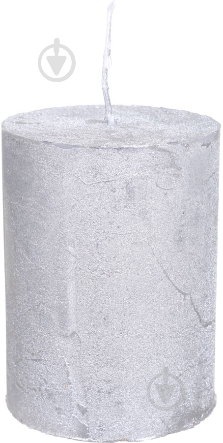 Свеча Цилиндр металлик серебряная ESTE - фото 1