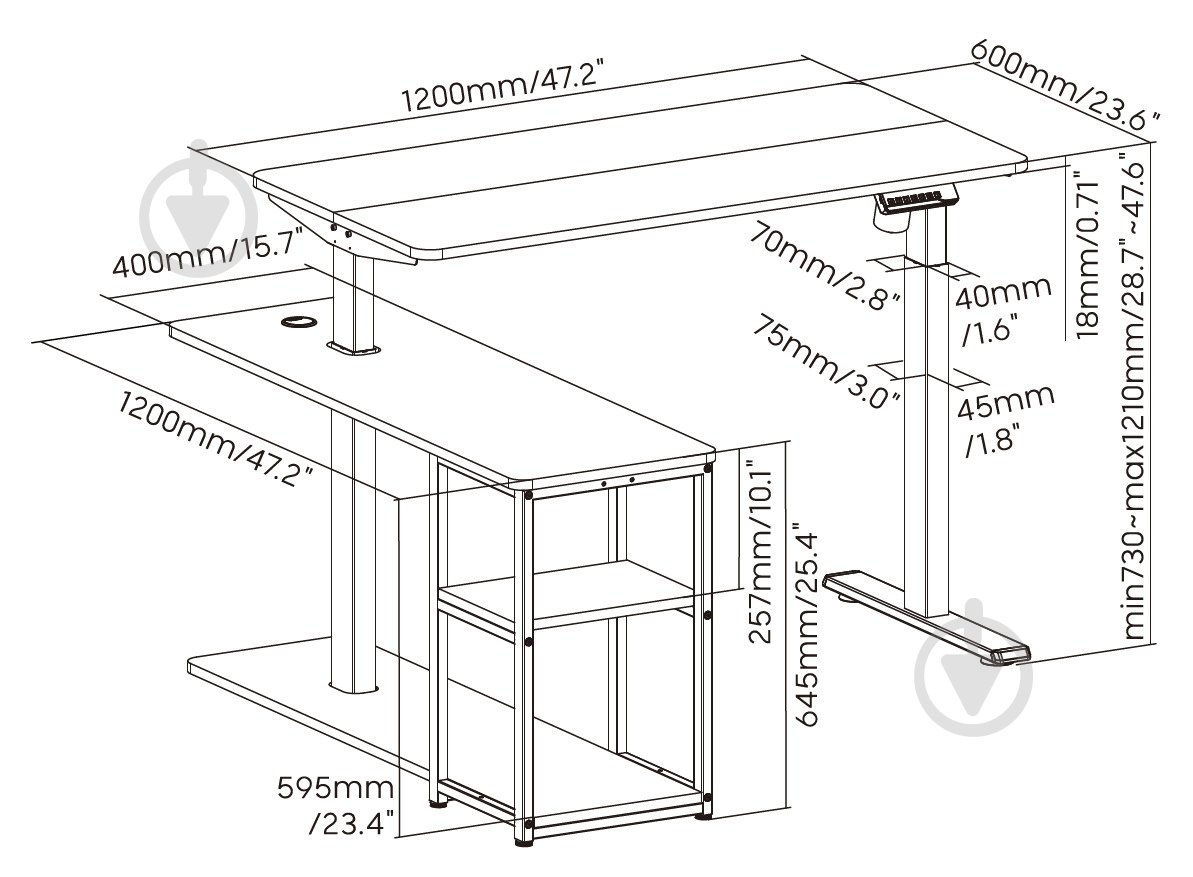 Стіл комп'ютерний OfficePro ODE119B - фото 19