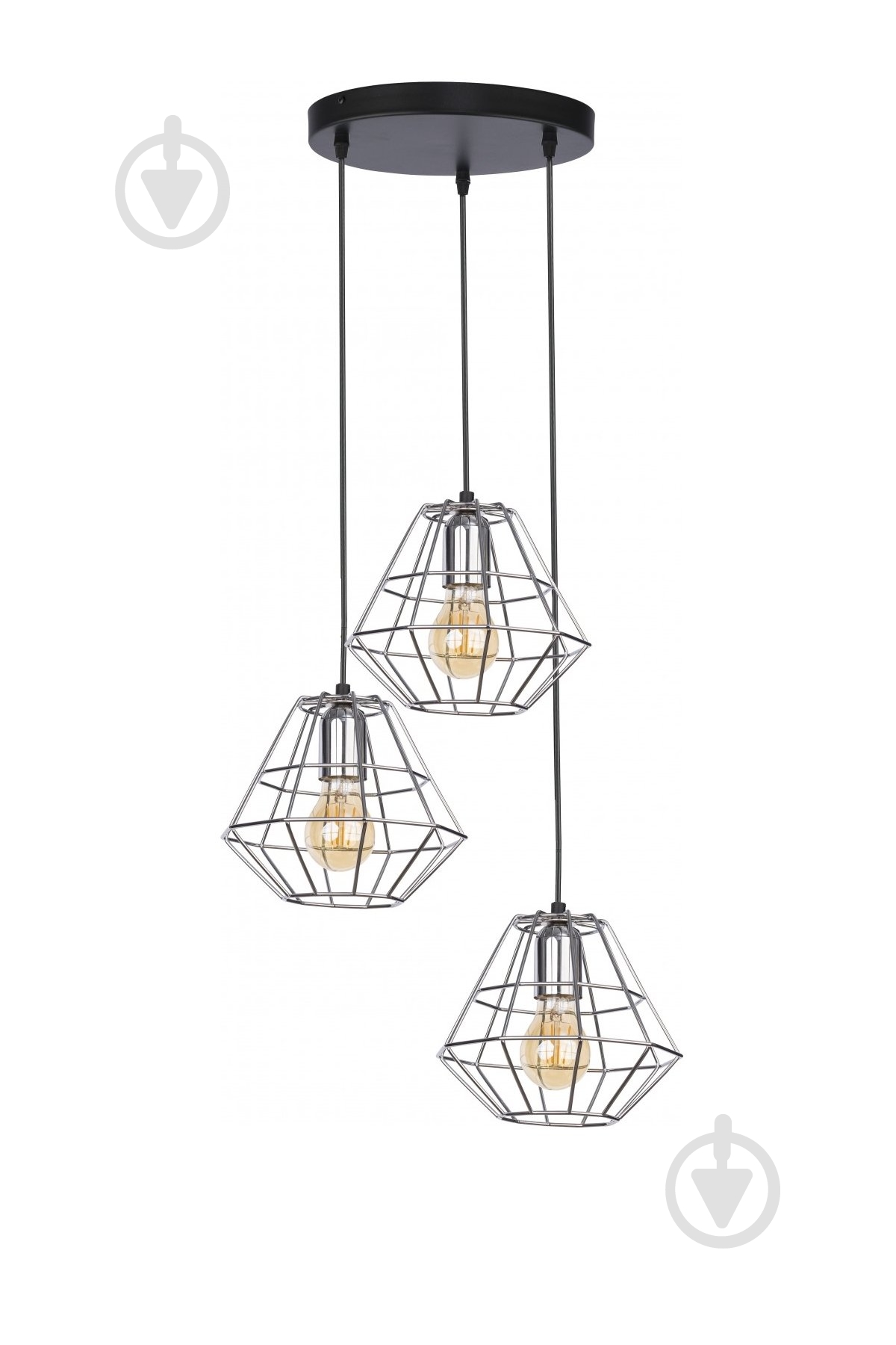 Подвес TK Lighting Diamond 3x60 Вт Е27 хром/черный 776 - фото 1